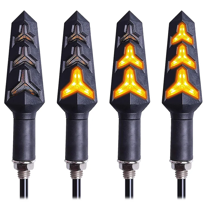 4PCS Motorcycle Turn Signal Light Built Flasher Relay 12LED Flowing