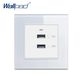 

2 USB Charger Sockets Express Fast Charge With LED Indicator 5V 3000MA Wallpad Luxury Crystal Glass Panel Wall Sockets