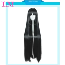 LiangMo 120 см Длинные Аниме Hell Girl Enma Ai прямые черные синтетические волосы косплей парик Термостойкое волокно