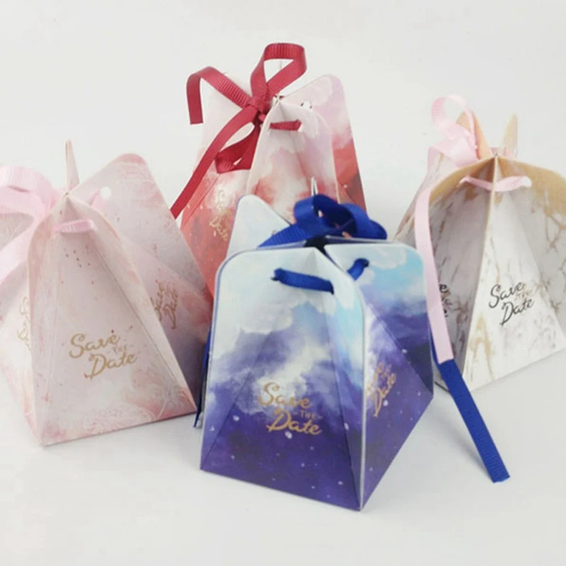 

2019 new 50PCS Unique Pentagon Gift Box Personalized Romantic Candy Gift Box For Wedding Valentine's Day Multicolorful