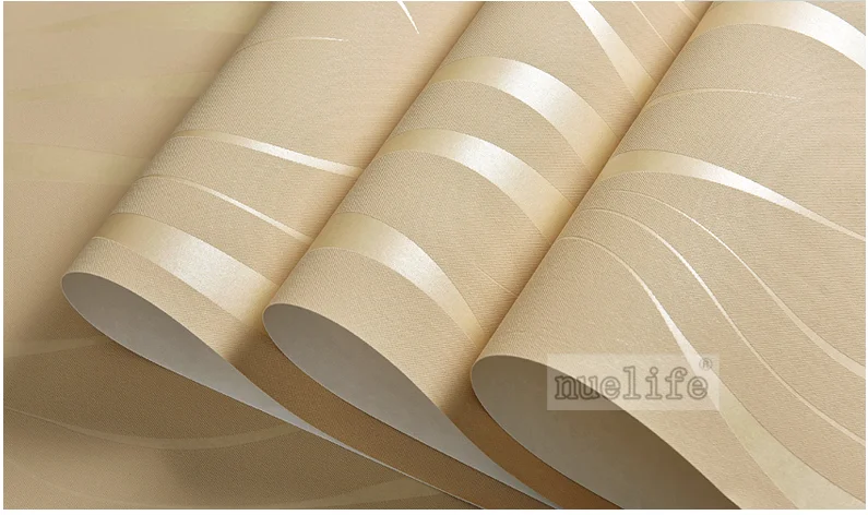 Simple modern gold striped wallpaper plain non-woven wallpaper living room modern minimalist bedroom solid color home wallpaper