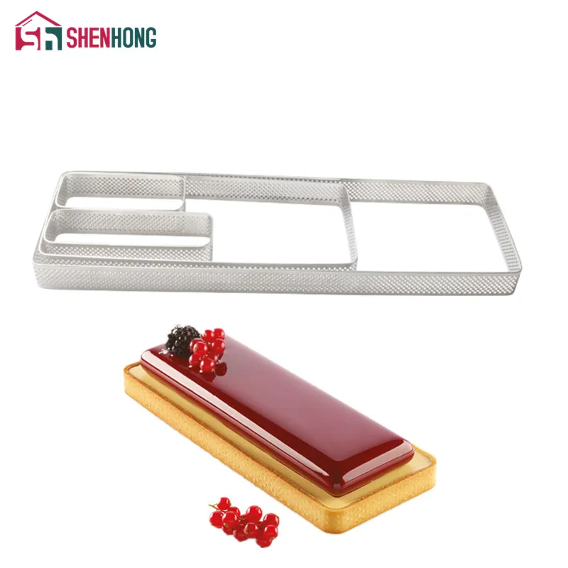 

SHENHONG Rectangle Stainless Steel Tartlet Molds French Dessert Mousse Fruit Pie Tart Ring Quiche Cake Mold au Citron Cheese Pan