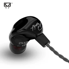 KZ ZS3 1DD динамические наушники в ухо Мониторы HiFi музыка спортивные наушники с микрофоном