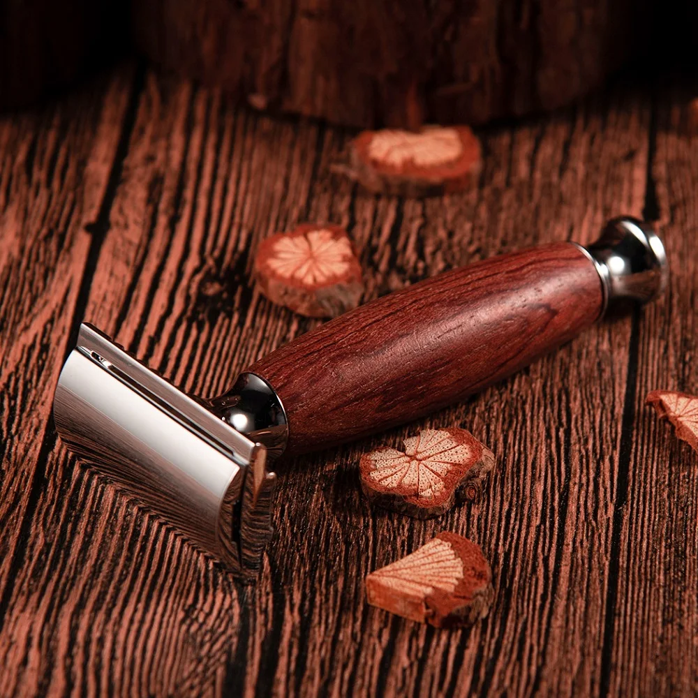 

HAWARD Safety Razor Men's Double Edge Razor Classic Manual Razor Red Rosewood Handle Retro Shaver 10 Hair Removal Shaving Blades