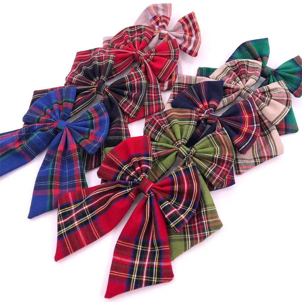 Large Tartan Hair Bows Clips for Baby Girls Teens Preppy Plaid Hair Bow Barrettes Accessories Christmas Gifts 3