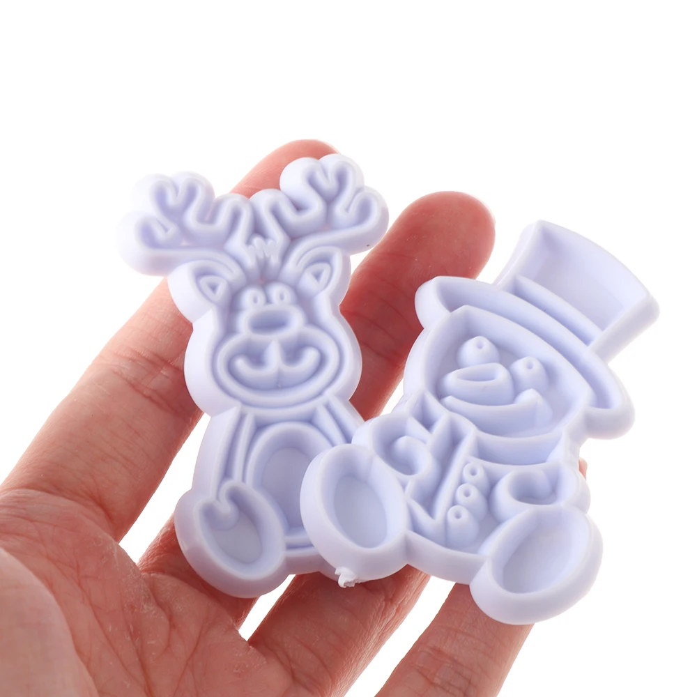 5/8PCS 2Types Christmas Biscuit Mold Fondant 3D Cookies Cutter Baking Mould Xmas Elk Snowman Pastry Tool Cake Decor Bake Tool