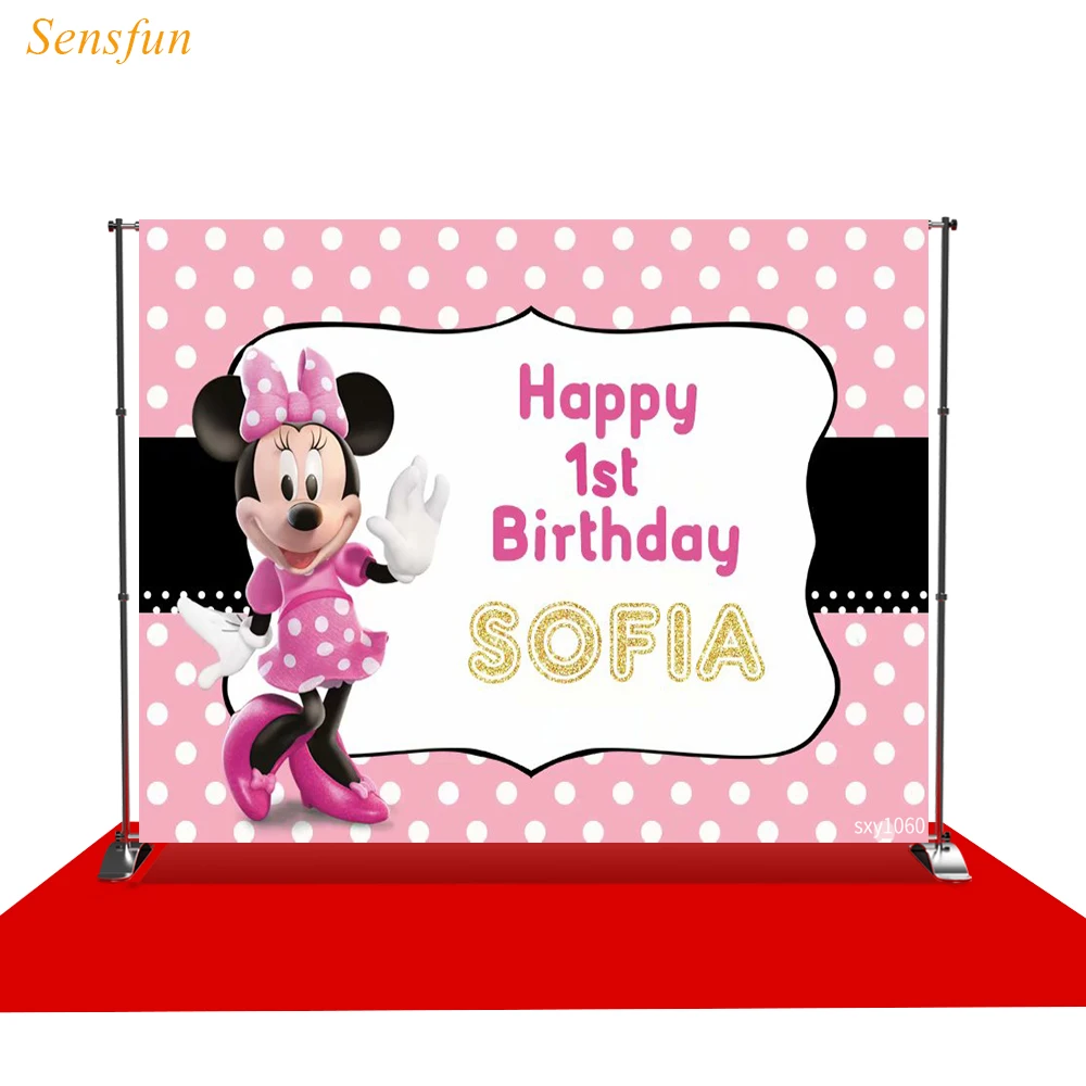 

Sensfun photographic background Minnie birthday princess Pink romantic photocall photobooth studio photography backdrop