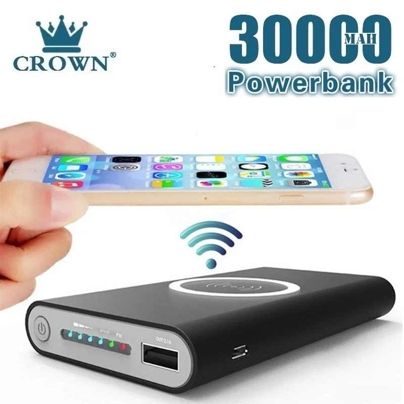 30000mAh Qi Беспроводное зарядное устройство для IPhone X 8 Plus Samsung Note быстрое портативное