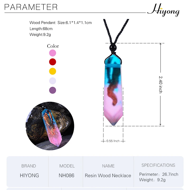Новинка, модное цветное ожерелье из смолы и дерева, ручная работа, регулируемая подвеска из натурального дерева и смолы, креативная цепочка на свитер, ювелирное изделие