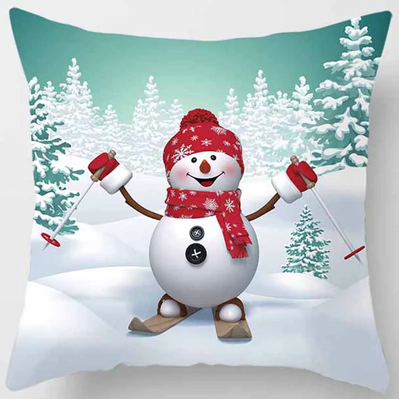 Рождественский чехол для подушки со снеговиком, модный квадратный чехол для подушки с милыми рисунками, размер 45*45 см