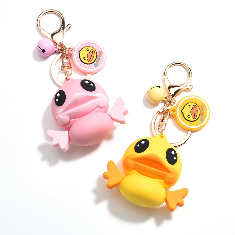 

Cute Little Yellow Silicone DUCK Keychains Dancing Duck Key Chain Couples Women Friend Gift Bag Pendant Accessory Keyring