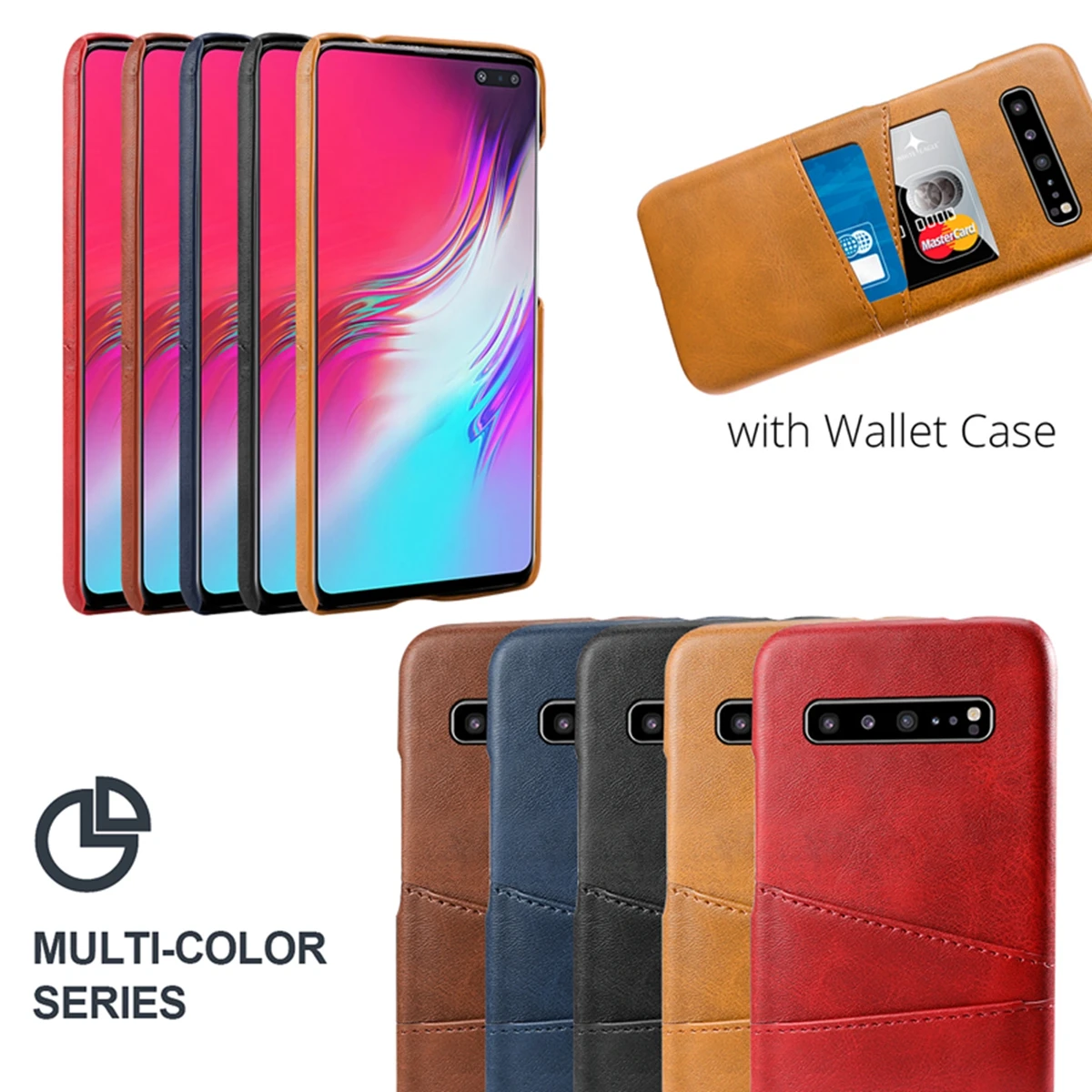 

For Samsung Galaxy Note 10 Pro Phone Case Calf Grain PU Leather Card Slots PC Cover For Samsung Galaxy S10 5G/A80/A60/A20e Case