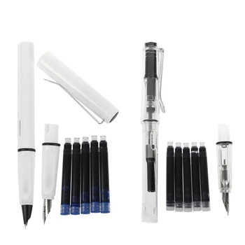 

Jinhao 10pcs Blue Ink 599 All Series 2 Suits Medium Fine Nib Fountain Pen - 5Pcs white & 5Pcs Transparent white