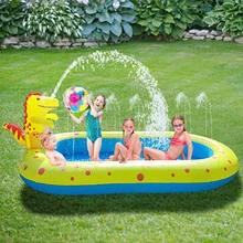 Kids Inflatable Sprinkler Swimming Pool Dinosaur Design Inflatable Swimming Pool Water Sprinkler Splash Pool Summer Water Toy