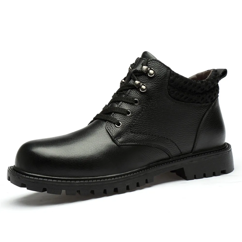 

Plus Size 37-48 Winter Work Boots Genuine Leather Outdoor Martin Boots Keep Warm Ankle Boots