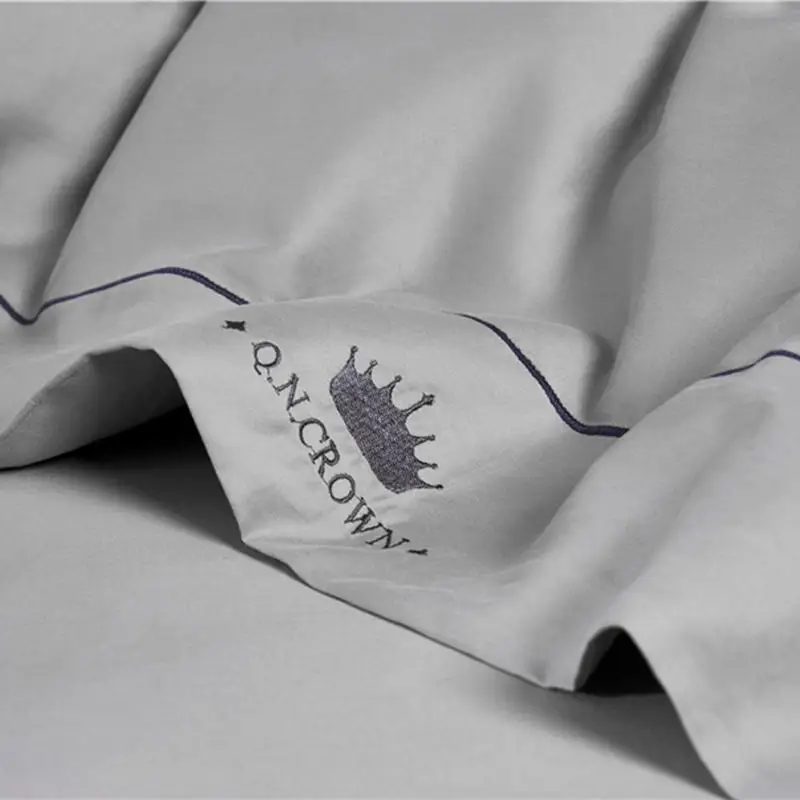 Высококачественный деловой серый комплект постельного белья домашний текстиль отель/домашнее постельное белье из длинноволокнистого хлопка постельное белье двойная кровать шлифовка одеяло покрывало