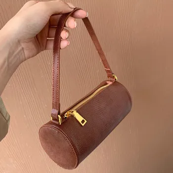 

Retro Lizard Pattern Bag Female 2020 New Light Luxury Fashion Simple Portable Small Cylinder Bags Women Purse and Handbags