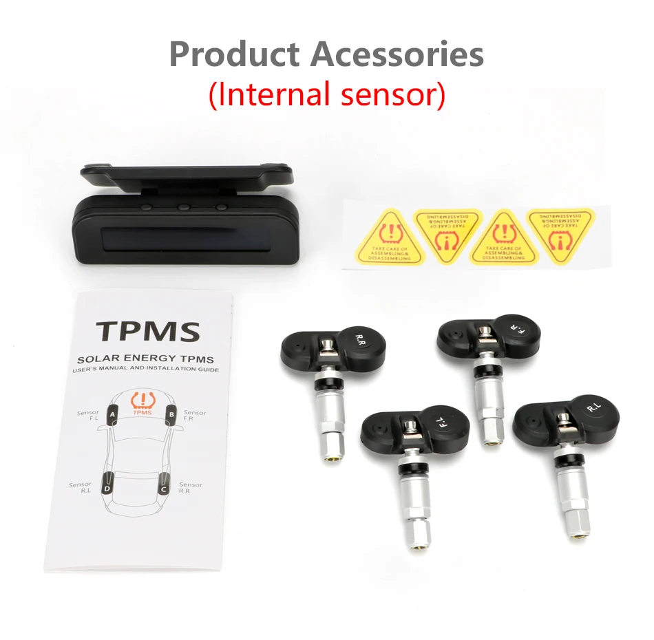 Develuck TPMS Car Tire Pressure Monitor System  Automatic Brightness Control  Solar Power  Adjustable LCD screen Wireless 4 tire