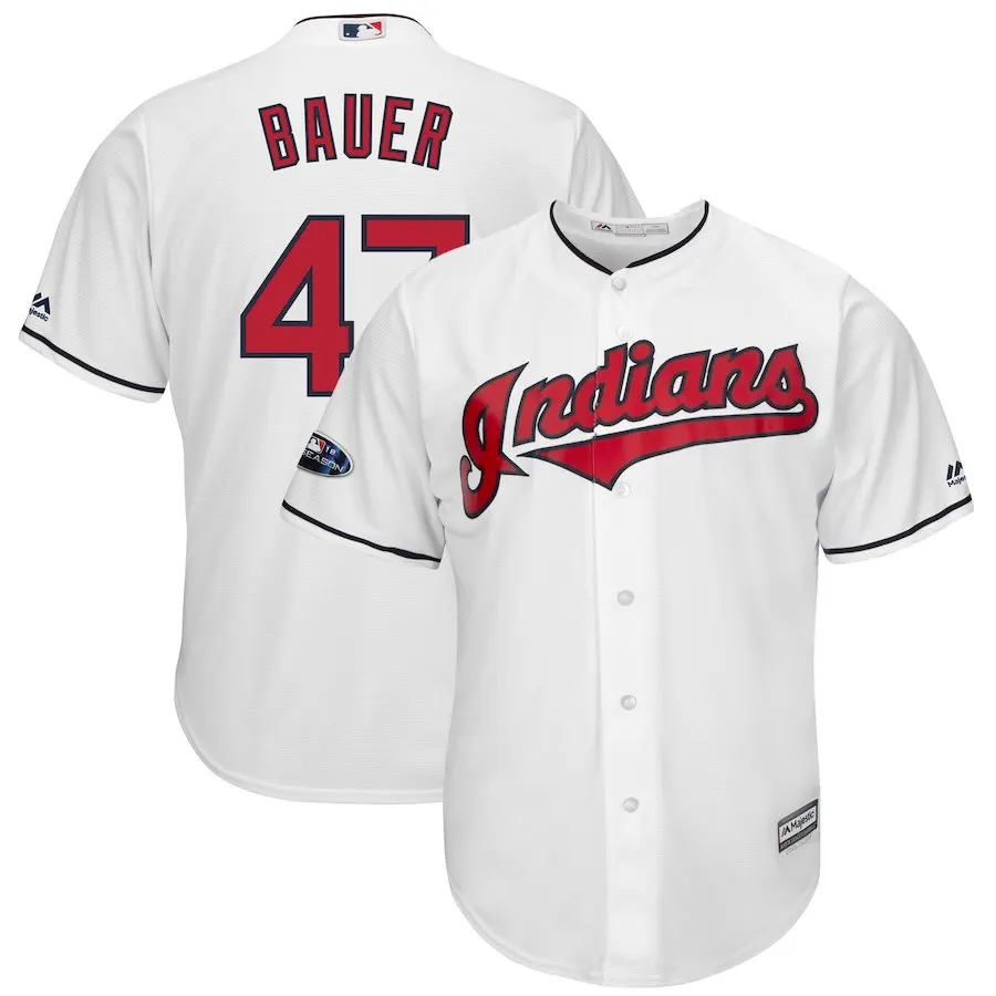 Мужчины Кливленд Майкл Брэнтли Джейсон Kipnis Corey Kluber Edwin Encarnacion Jose Ramirez Francisco Lindor Trevor Bauer Jersey - Цвет: Слоновая кость