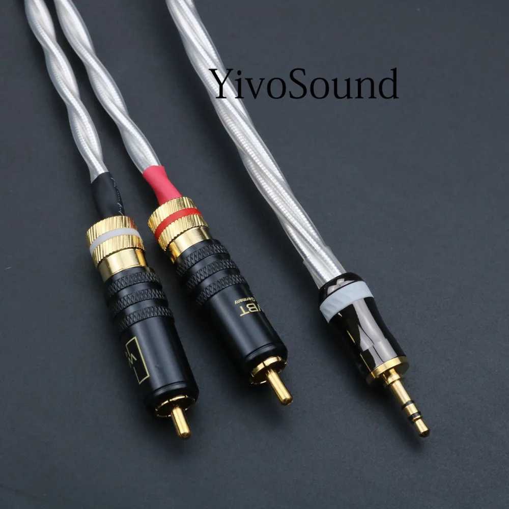 HIFI  Nordost silver aux 3.5mm  headset plug to 2rca jack  Audio signal line Computer and audio connection  cable 2rca cables