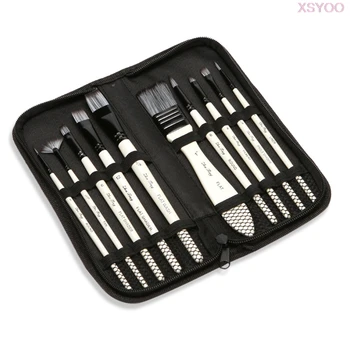 

Professional 10Pcs Paint Brushes Set Add Carrying Case Nylon Hair Brush for Artists Acrylic Oil Watercolor Gouache Art Supplies