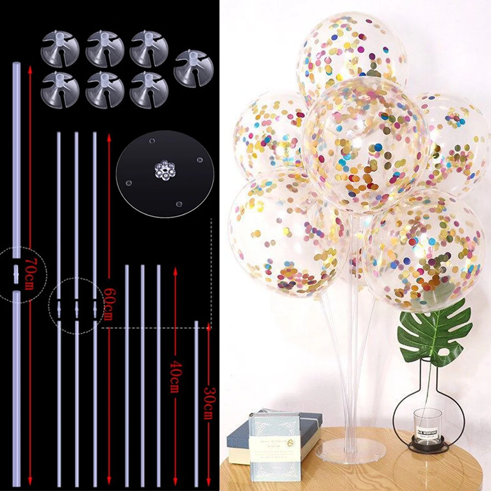 7Tubes Balloon Stand 12 дюймов подставка для воздушных шаров держатель для шарика воздушный шар "Конфетти" детские игрушки День Рождения Вечеринка свадебное украшение воздушный Гелиевый шар - Цвет: 7Tubes Balloon Stand