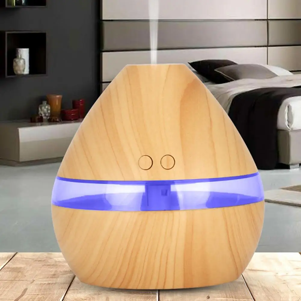 

300ml Portable Wood Grain LED Light Air Humidifier Aroma Diffuser Mist Sprayer