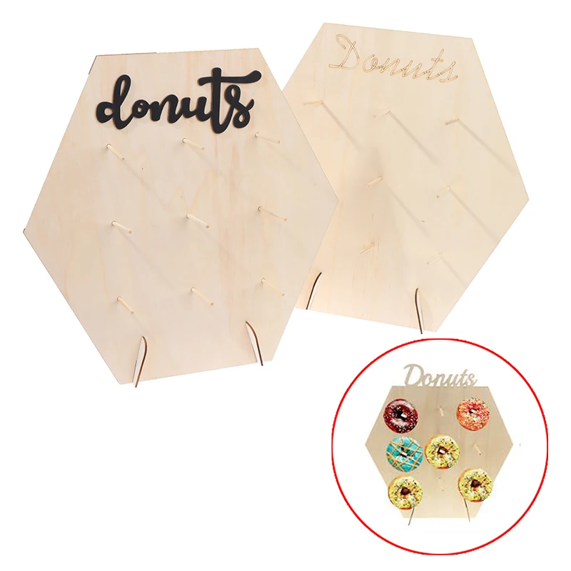 

Donuts Wall Stand Dessert Cake Display Rack Wedding Birthday Party Decor 1 Pc Wood for Birthday Family Gathering