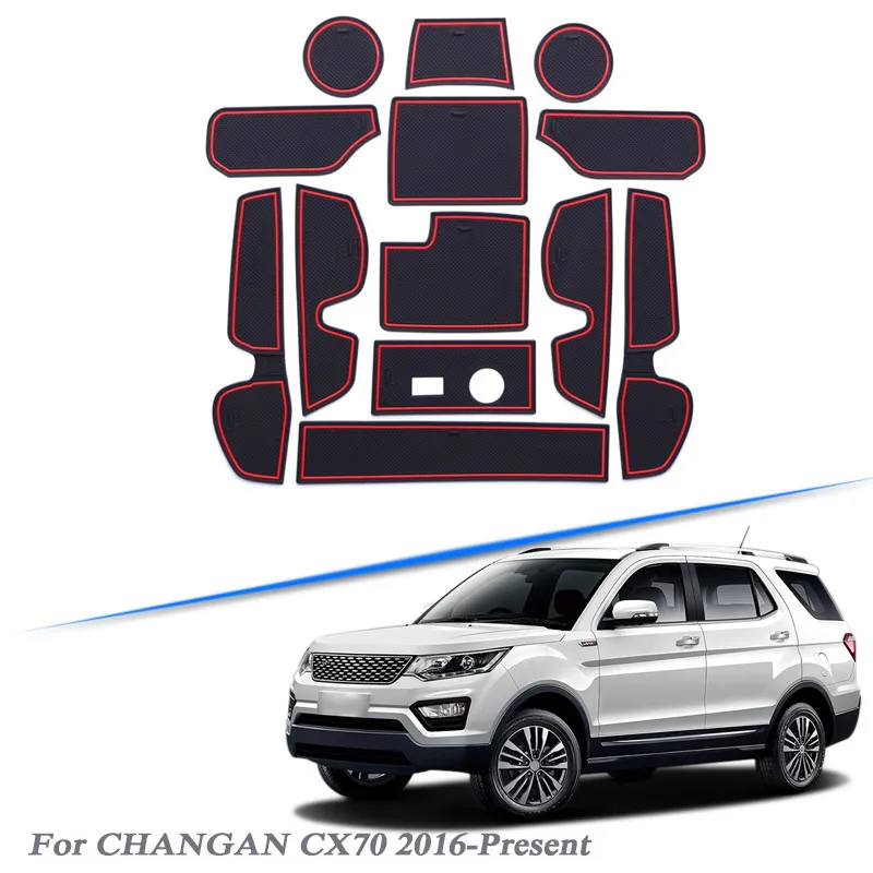 

13pcs Car Styling For CHANGAN CX70 2016-Present Latex Gate slot pad Interior Door Groove Mat Non-slip dust Mat Accessories