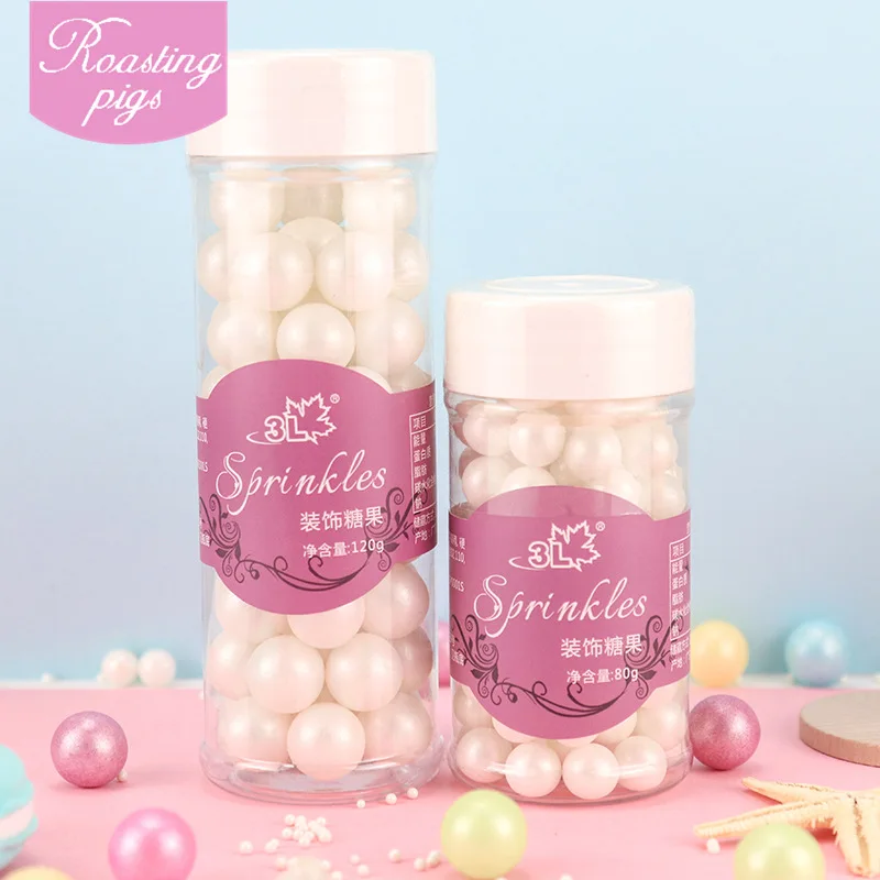 Bakery Decoration Color Sugar Bead 85 Grams Bottled Cake Lollipop Decoration Sugar Colorful Beads Sliver Beads Kim White Sugar P