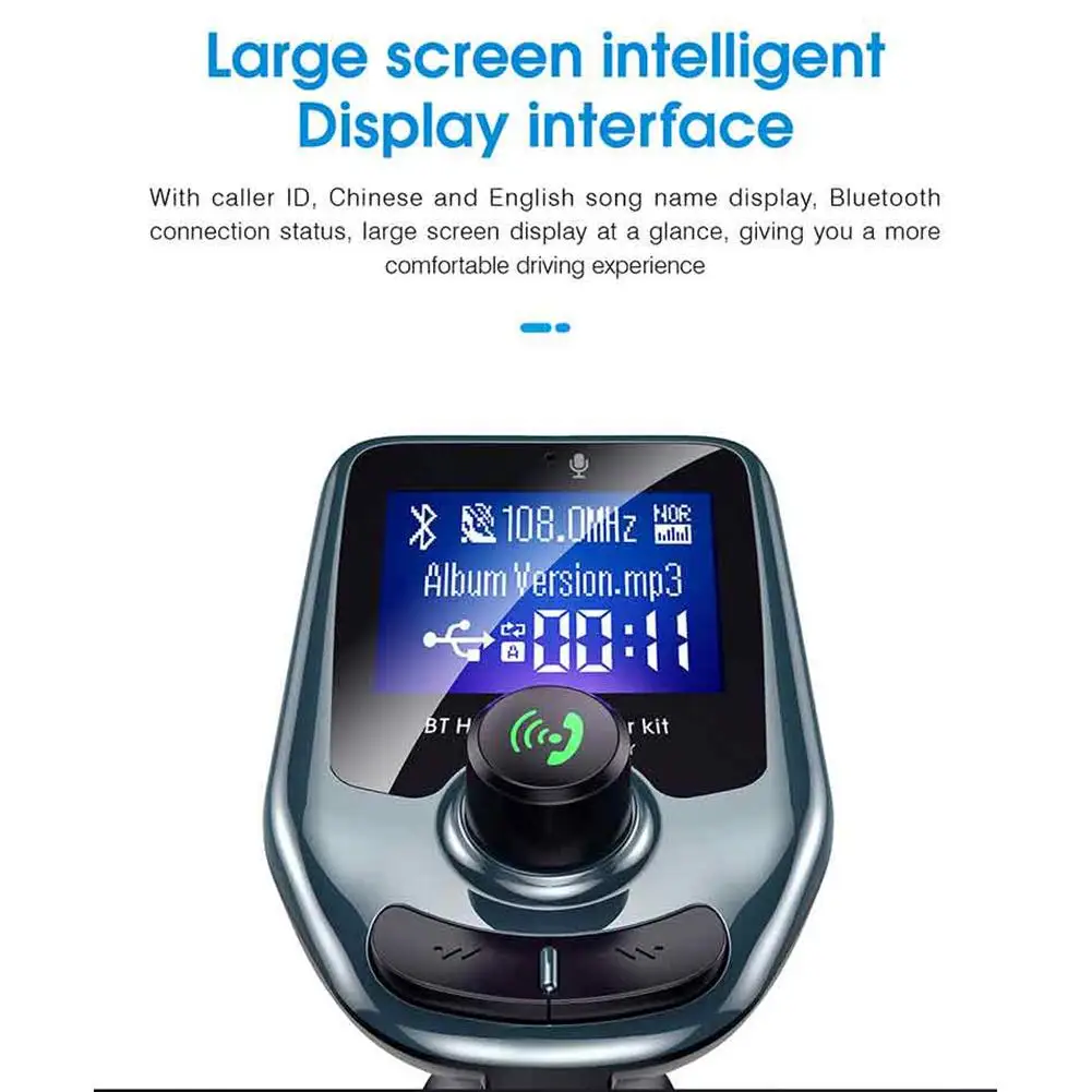 Bluetooth автомобильный FM передатчик аудио адаптер 1,8 дюймов ЖК-дисплей Дисплей Беспроводной Mp3 плеер Qc3.0 Dual USB Зарядное устройство автомобиля электронный