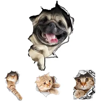 

Cats 3D Wall Sticker Toilet Stickers Hole View Vivid Dogs Bathroom Hoom Decoration Animal Vinyl Decals Art Sticker Wall Pos
