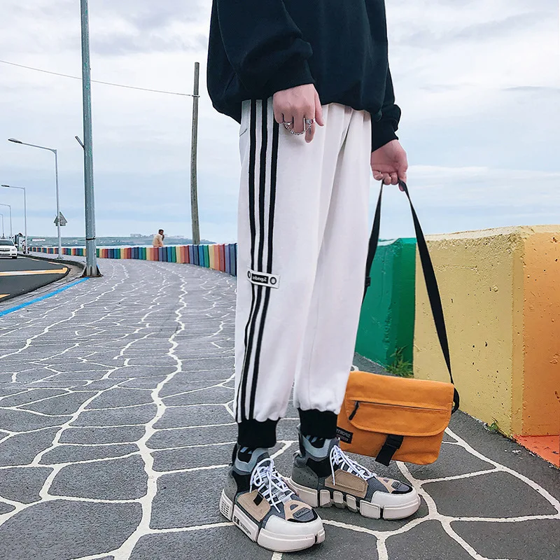 

2018 New Style Autumn Casual Pants Men's Cool Stripes Loose-Fit Korean-style Sports Sweatpants Youth Skinny Capri Pants