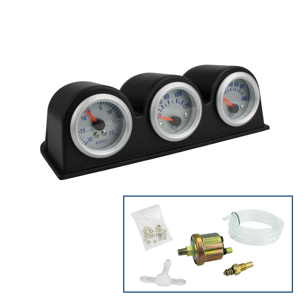 Kit Manometro Triplo Da 52 Mm Per Auto: Conta Giri, Temperatura Acqua E Pressione Olio Con Sensore 3 In 1, Per Guida A Sinistra