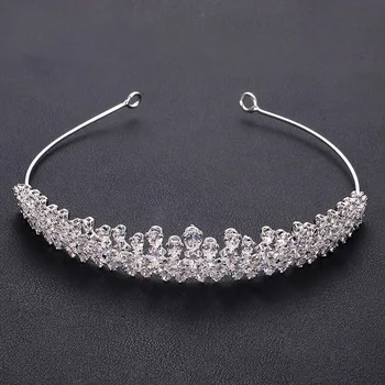 

jankelly Fashion Ladies Wedding Headpieces With cube zircon Wholesale Bridal Hair Accessories Headdress Bridal Hair Tiaras