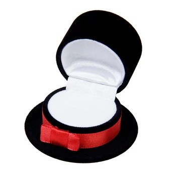 

Jewelry Box ring display Gift Organizer form of Hat - Black