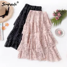 SIMPVALE Новая женская плиссированная юбка с высокой талией Асимметричная шифоновая юбка с цветами Русалка миди юбка эластичная талия