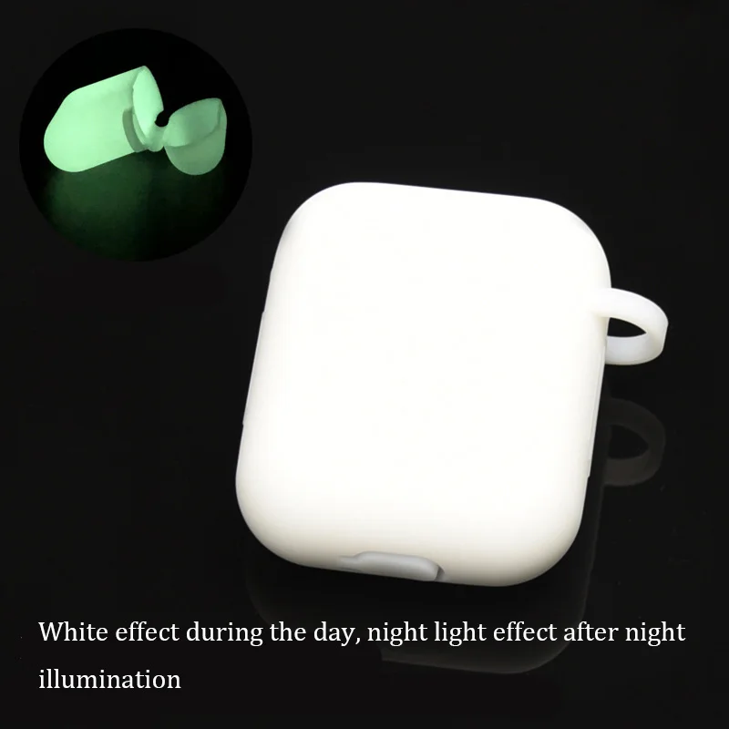 Чехол для наушников Apple AirPods 2 силиконовый чехол беспроводной Bluetooth наушники Air Pods чехол светящийся в темноте защитный чехол