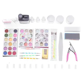 

Manicure Set Nail Art Kit Nail Design Set Nail Clippers 12 Colors Acrylic Powder Glitter Decoration Brush Tool Kit For Beginners