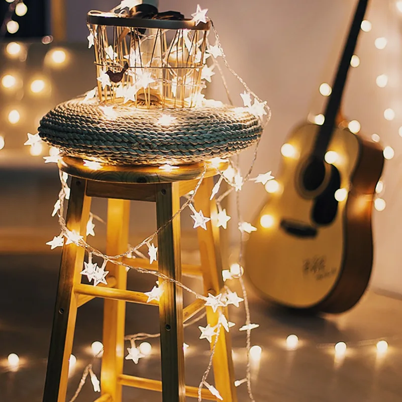 

1.5M 3M 5M LED Stars String Lights Ball Outdoor Garland Battery Powered LED Fairy lights Holidays New Year Party Xmas light chai