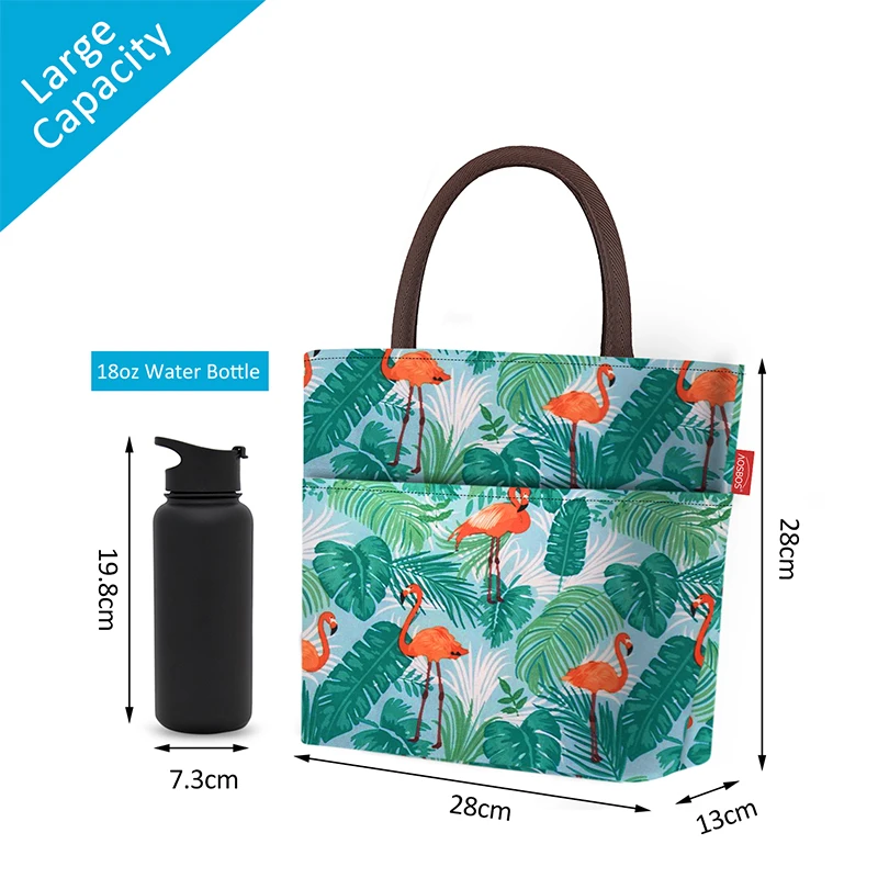 Aosbos Fashion Portable Insulated Canvas Lunch Bag Thermal Food Picnic Lunch Bags for Women kids Men Print Cooler Box Bag