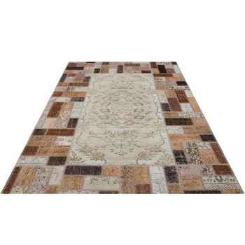 

Patchwork Brown and Beige Carpet, Handmade Rug, Modern Style Patchwork Carpet hhp106