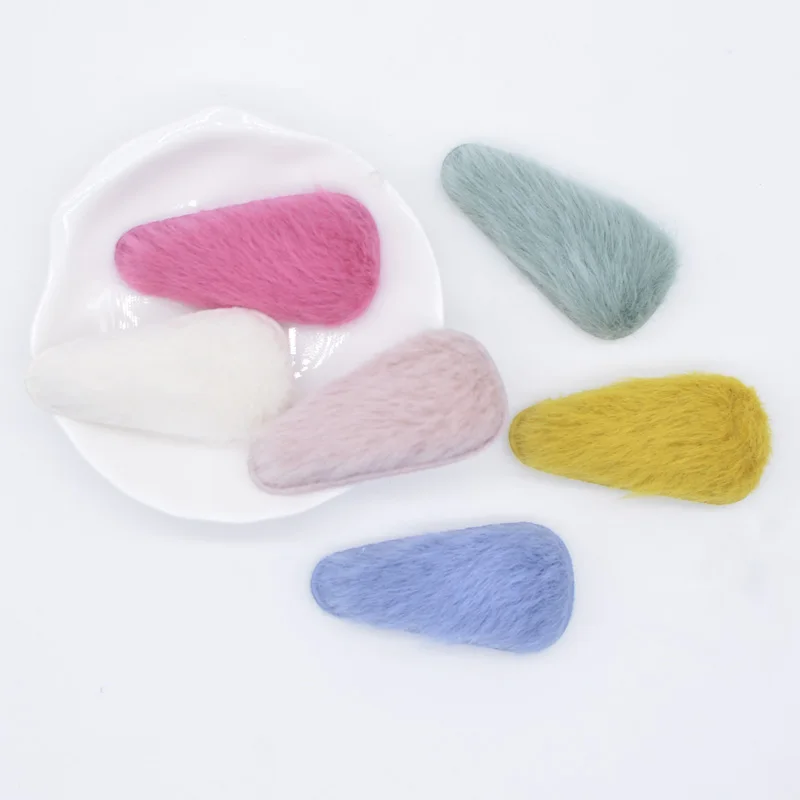 

24Pcs 50*25mm Soft Plush Mink Hair Drop Clip Applique for Clothes Hat Sewing Patches DIY Baby Hair Clips Decor Accessories N02