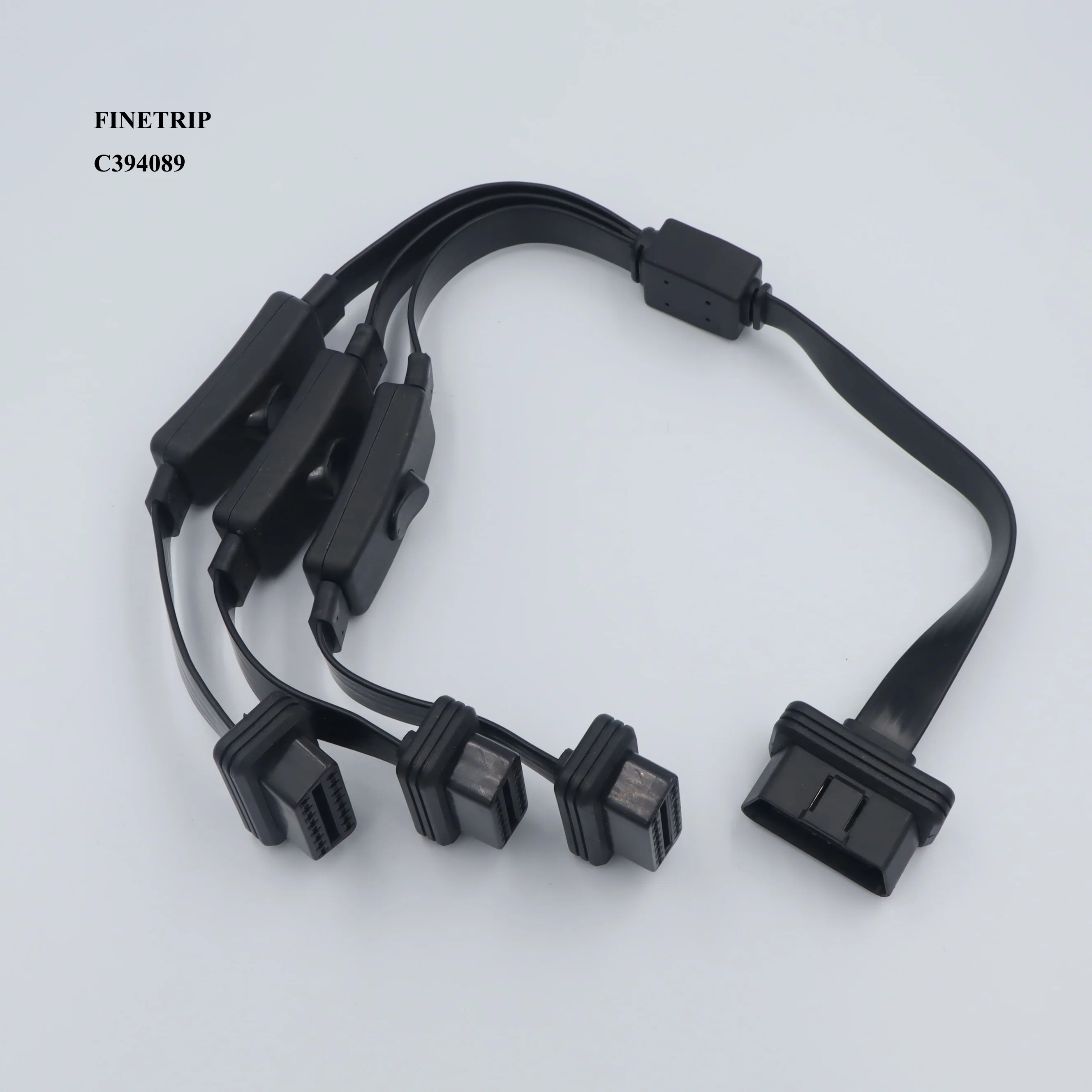 FINETRIP OBD2 16Pin сплиттер удлинитель 1 Папа и 3 мама ELM327 удлинитель 1 до 3 с переключателем питания 2 фута/60 см