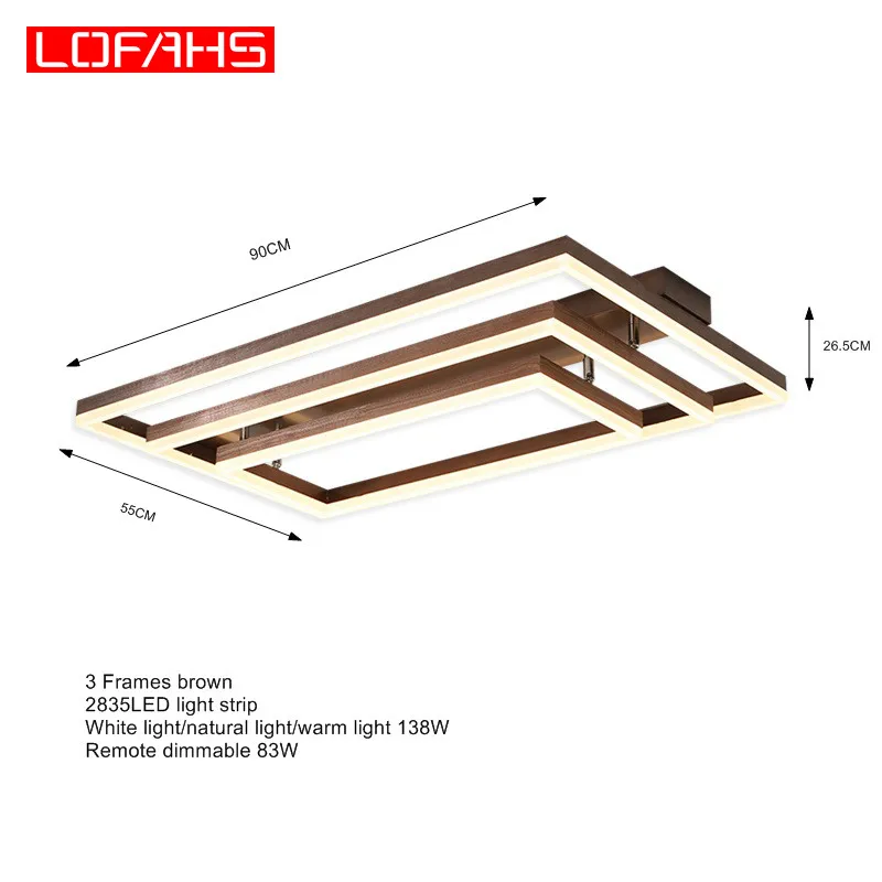 LOFAHS, роскошный большой современный светодиодный потолочный светильник, коричневая квадратная светодиодный Люстра, освещение, блеск для гостиной, конференц-зала - Цвет абажура: 6101-3