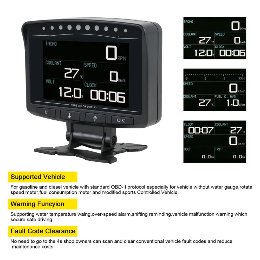 US $53.63 Autool X50 Pro Obdii Hud Obd Head Up Display Car Speed Meter Scanner MultiFunction Automobile Speedometer With Fault Diagnosis