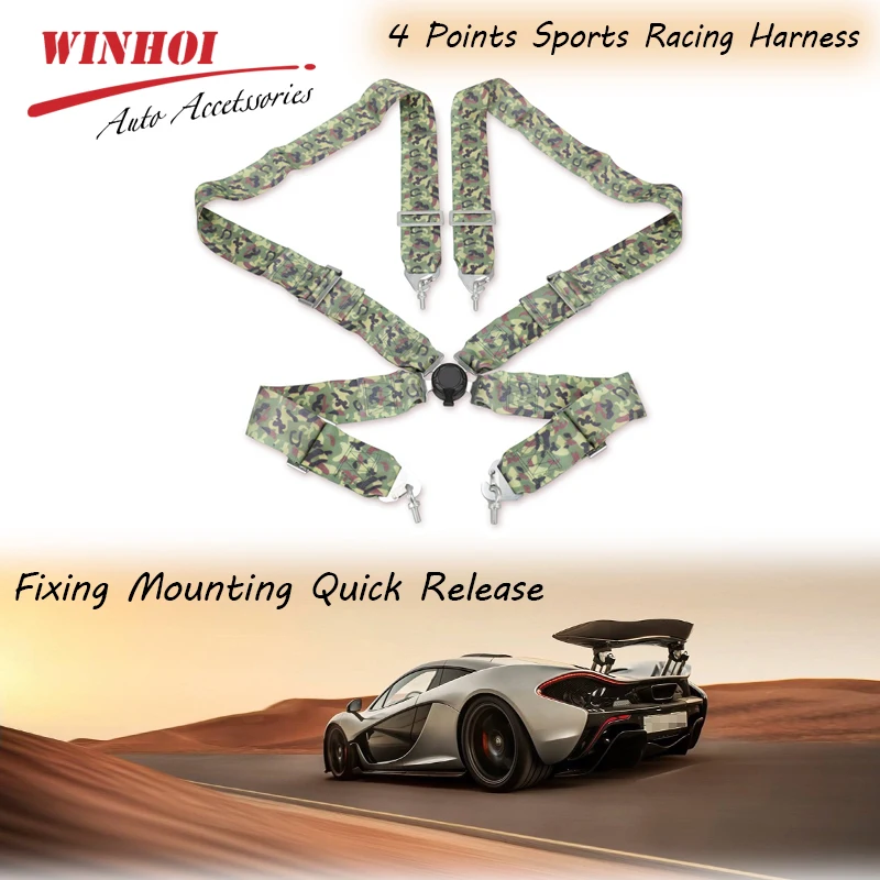 

4 Point Racing Seat Belt 3" Universal Car Racing Seat Belt Harness Fixing Mounting Quick Release Nylon Sports Racing Harness