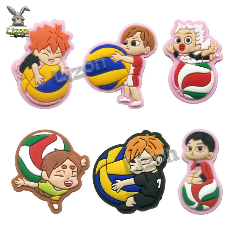 

Anime Cartoon Haikyuu Shoe Charms Shoelace Backapck Fit Wristbands Decorate Shoe Buckle Croc Jibz Haikyuu Cosplay Accessories