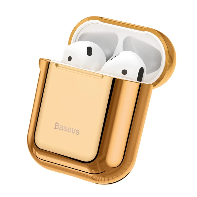 Baseus, роскошный чехол, наушники для Apple Airpods, чехол, мягкий силиконовый чехол, беспроводные наушники, защитный чехол для Air Pods, Earpods - Цвет: Gold