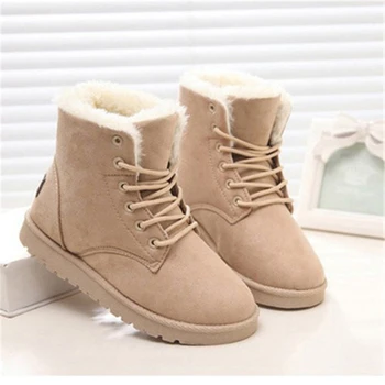 

Siddons Winter Warm Women Ankle Boots Round Toe Comfortable Ladies Casual Platform Shoes Lace Up Suede Cotton Female Snow Boots